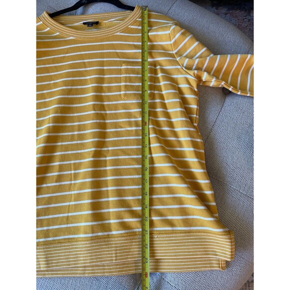 Talbots Sweater Medium Petite 100% Cotton Striped Knit Pullover Yellow/White - Picture 8 of 8